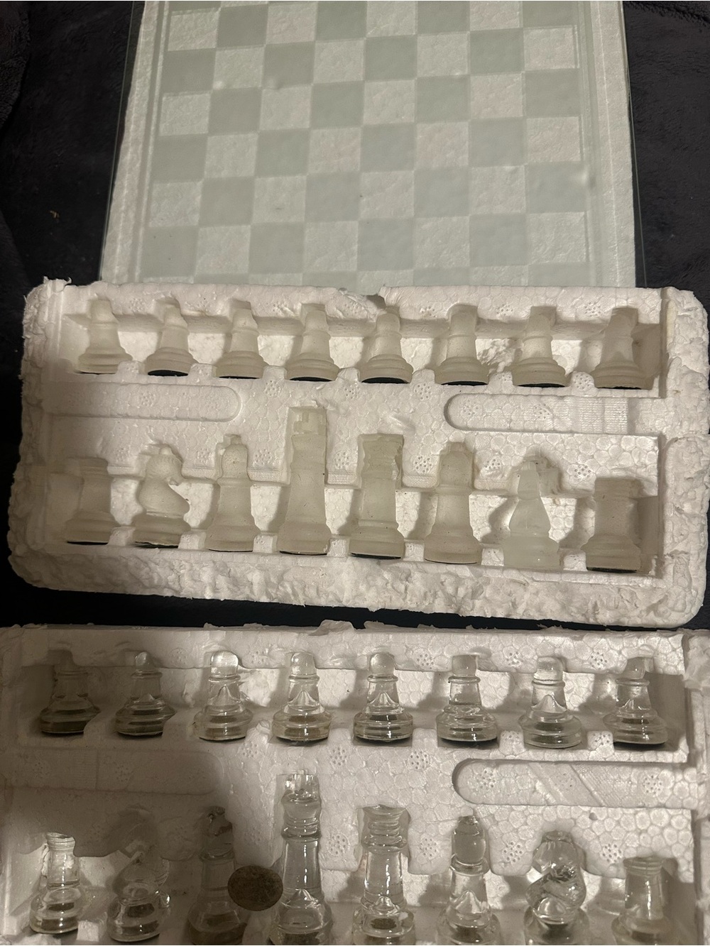 Glass Chess Set with Frosted and Clear Pieces